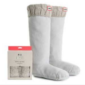 NIB Hunter Original Tall Cable Knit Boot Socks Greige Size Large 8-10